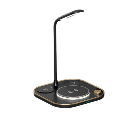 Alpharan three-in-one 15W wireless magnetic charging dock with desk lamp in black, green or white colours