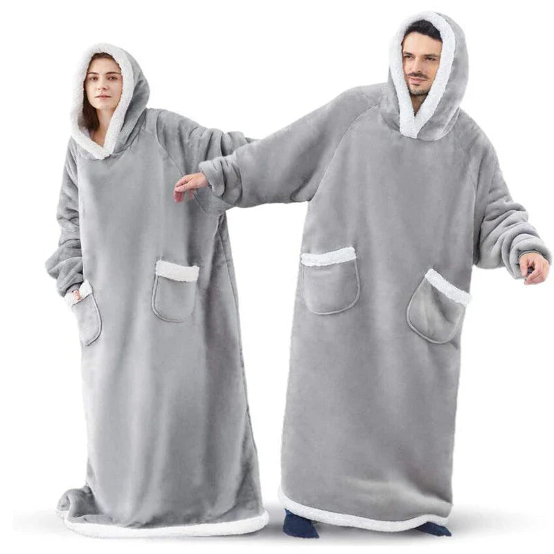 Cozy TV Blanket Hoodie in a variety of colors, featuring a plush polyester design with a front pocket and adjustable drawstring hood