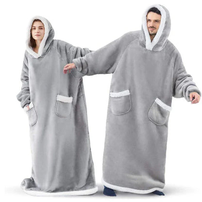 Cozy TV Blanket Hoodie in a variety of colors, featuring a plush polyester design with a front pocket and adjustable drawstring hood