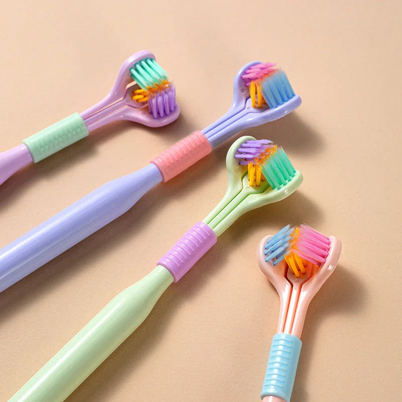 Soft Bristle Tri-Angle Toothbrush with customizable features for deep cleaning and travel convenience