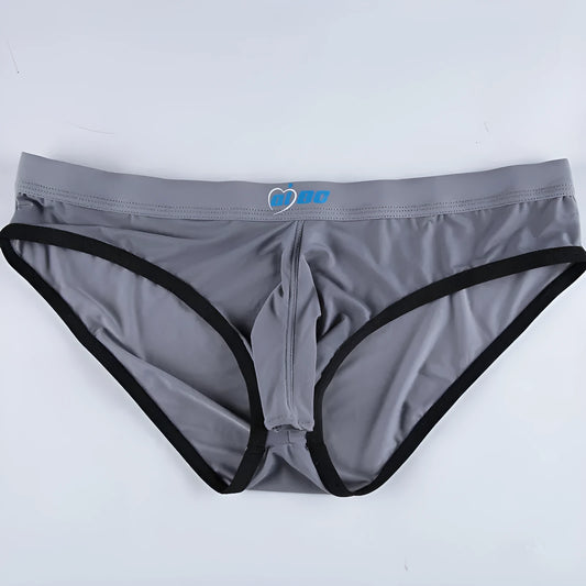 Men's ice silk bazooka briefs in mid waist design with bullet separation, available in multiple colours