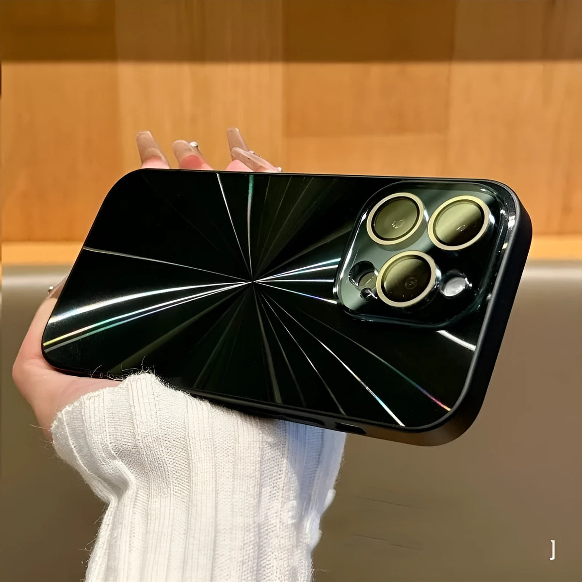 CD pattern frosted TPU iPhone case with lens protector, shown in purple for iPhone 12 to 15 models