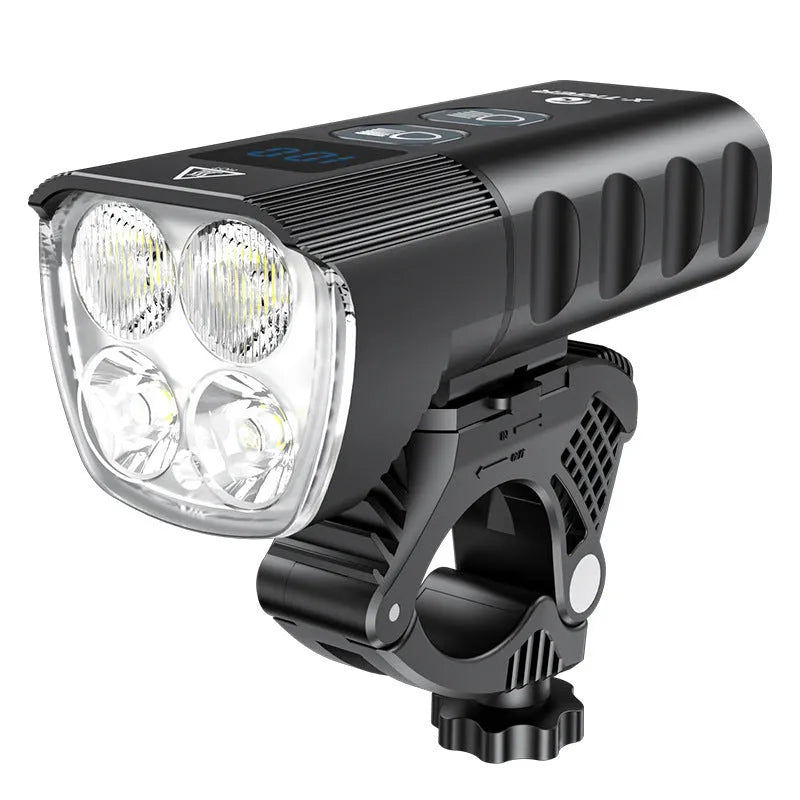 USB rechargeable bike light with double T6 lamp beads, 1200 lumens, aluminium alloy frame, IPX-6 waterproof