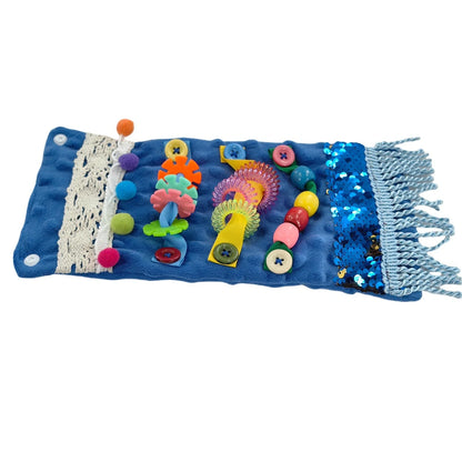 Alzheimer's sensory toy pillowcase measuring 12x27cm with polyester yarn tactile surface