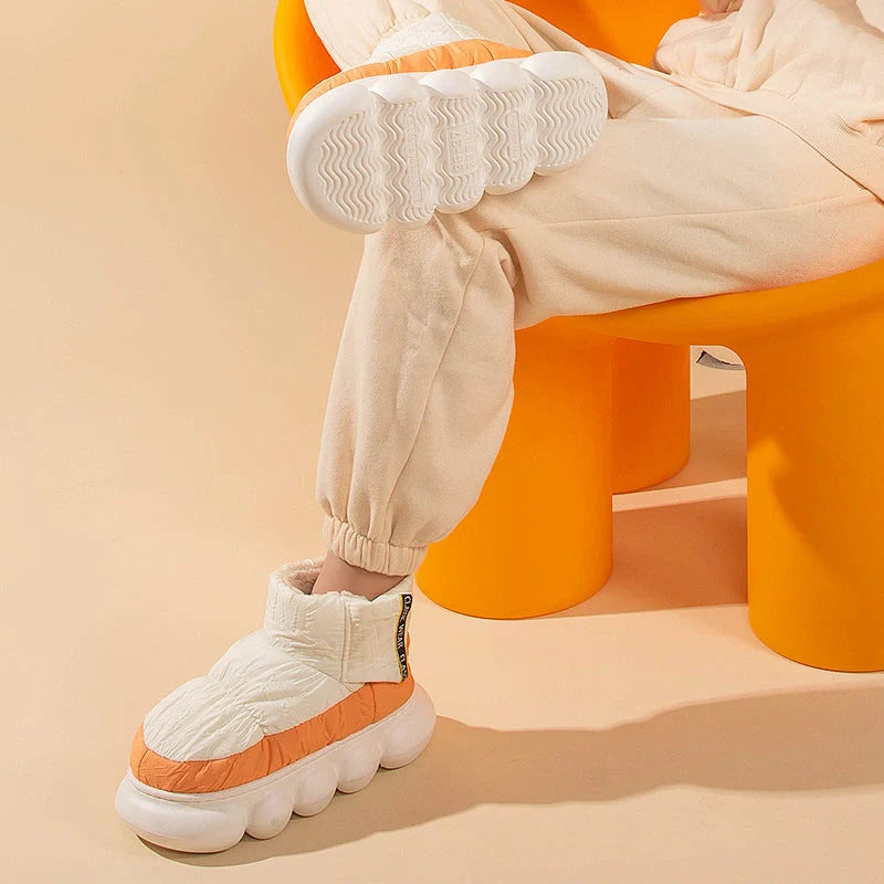 Women's winter ankle boots with down cloth upper and EVA sole in various colors