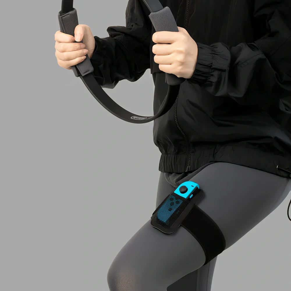 Fitness ring leggings with large fixed accessories and PU material construction
