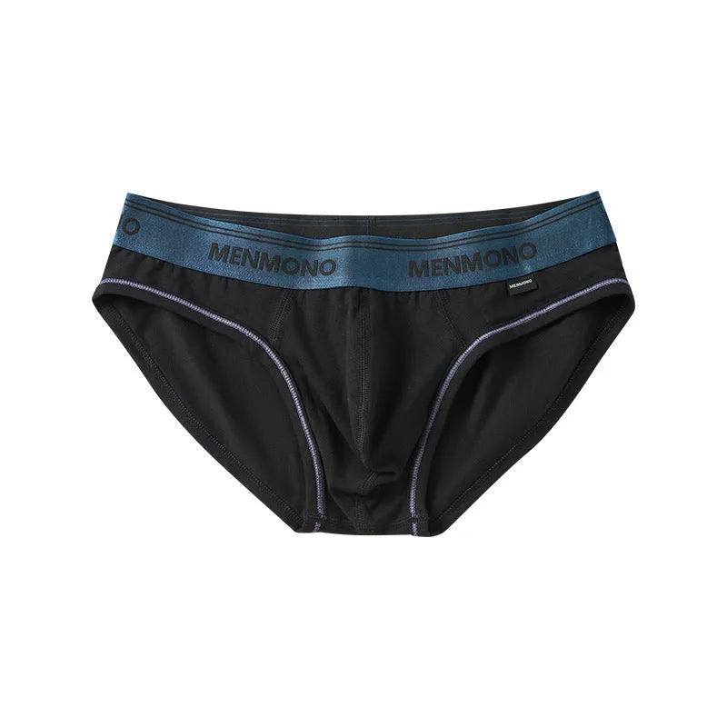 Men's low waist cotton briefs in a two-tone colour option on a plain background