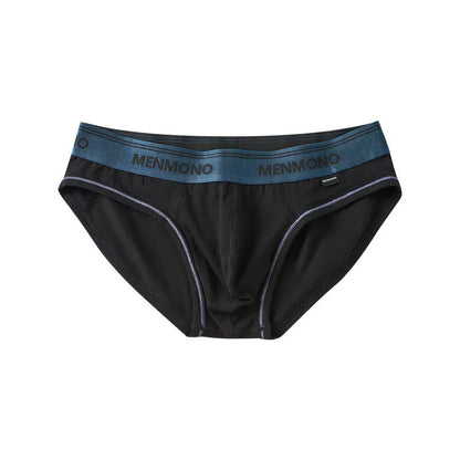 Men's low waist cotton briefs in a two-tone colour option on a plain background