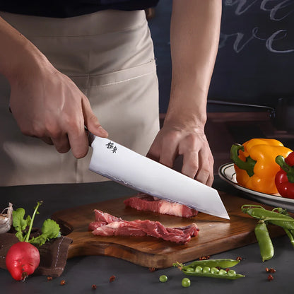 Sanhe Steel kitchen knife set with AUS-10 stainless steel blades in various sizes from 4 to 8 inches