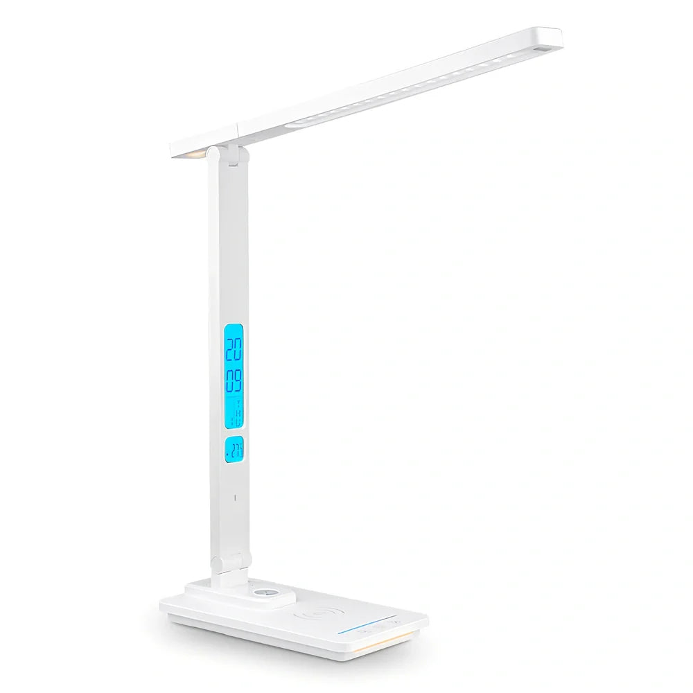 Black table lamp with 10W wireless charging pad and ABS+PS shade for basic night lighting