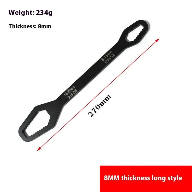 Dual-headed wrench made of durable 45# steel with a galvanized finish, designed for versatile household use