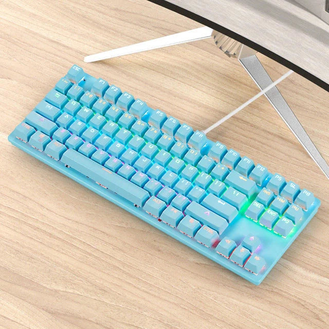 Green shaft mechanical keyboard with 87 keys and backlight