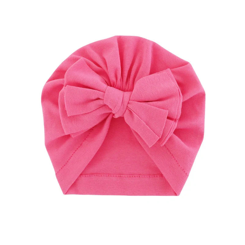 Soft hooded baby hat with bowknot in various colors for 0-1 year olds
