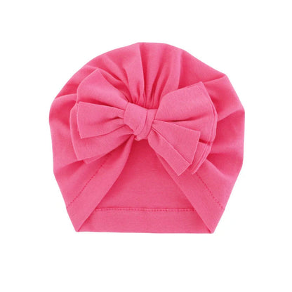 Soft hooded baby hat with bowknot in various colors for 0-1 year olds