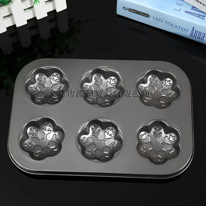 Flat round 6-cup cake mould with non-stick coating measuring 30cm diameter