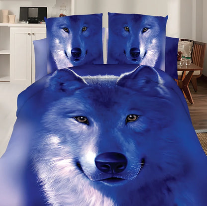 Brushed 3D floral pattern four-piece bedding set with quilt cover, sheets, and pillowcases in blue colour