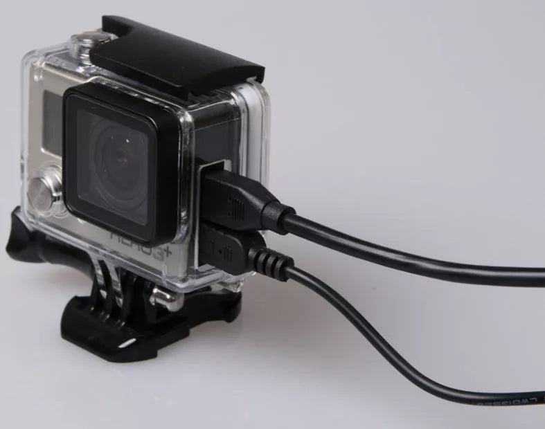 Sports camera case with movable base and screw for secure mounting