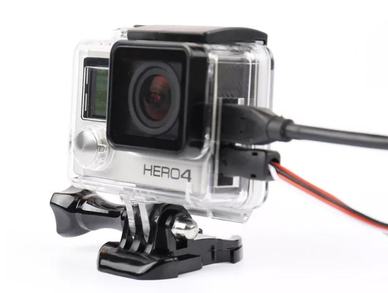 Sports camera case with movable base and screw for secure mounting