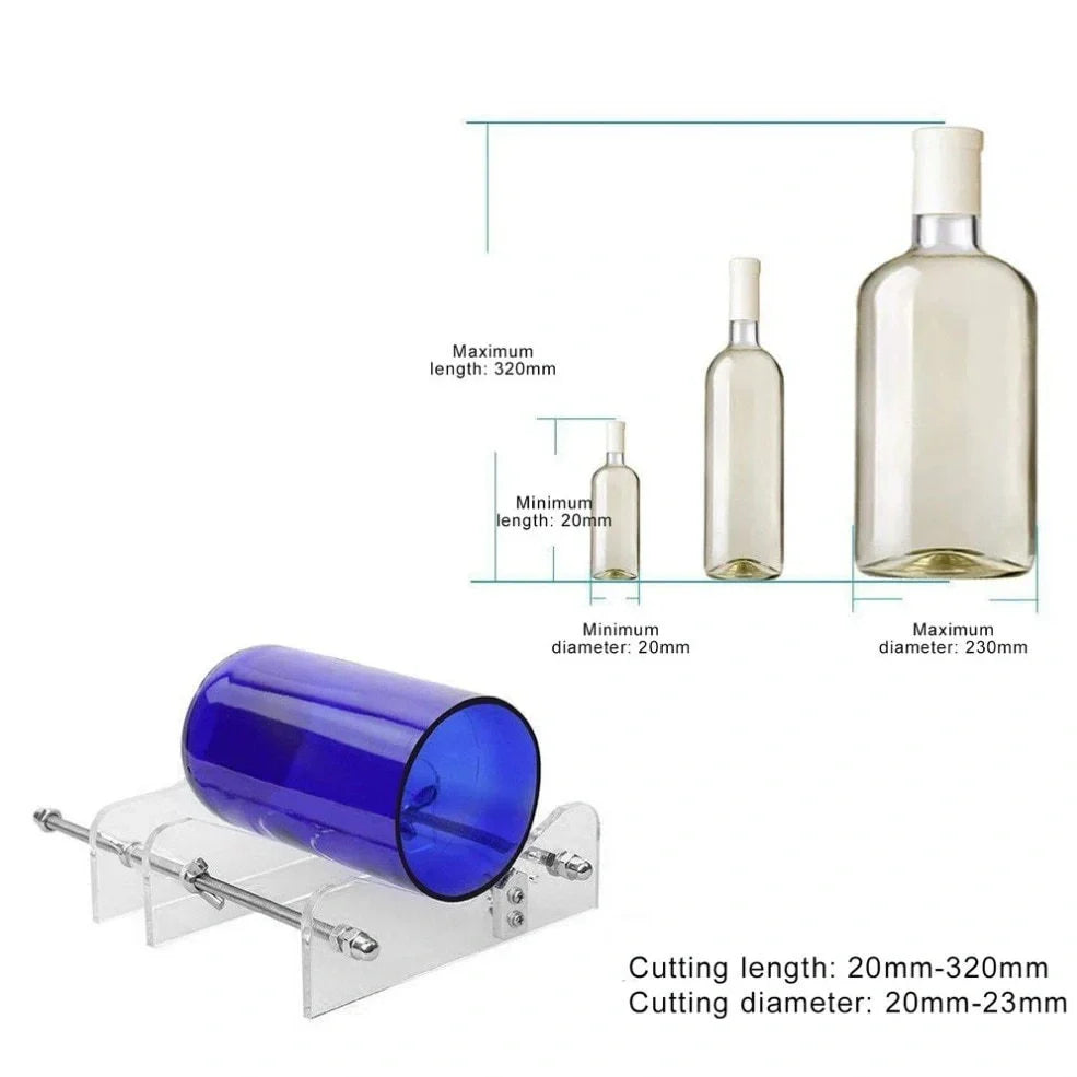 DIY glass bottle cutter tool with adjustable stand for cutting 0.5-2 inch diameter bottles to 5 inch length