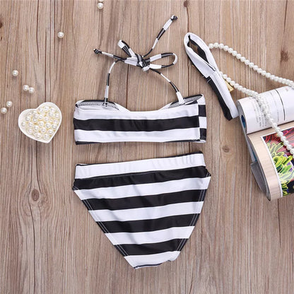 Baby girl striped bow bikini beachwear for summer, sizes 90cm to 130cm