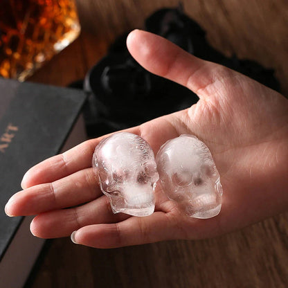 Large square black silicone ice cube mold with detailed skull design for creative drinks