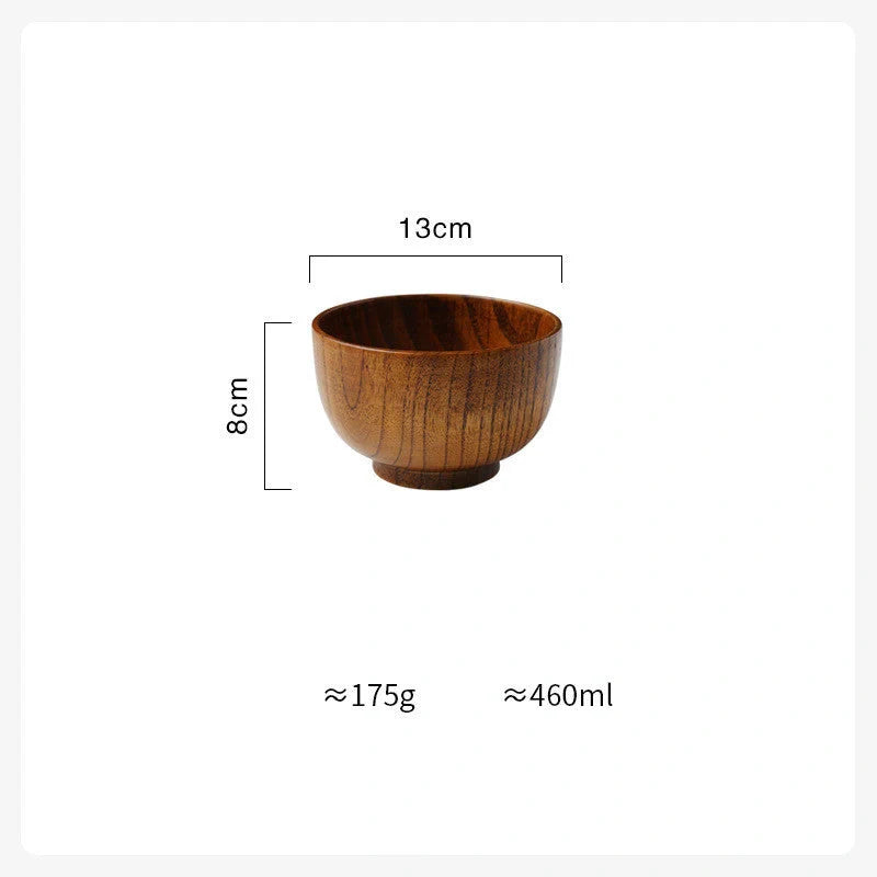 Japanese Style Wooden Bowl Set in three sizes for rice, soup, and salads