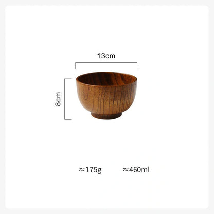 Japanese Style Wooden Bowl Set in three sizes for rice, soup, and salads