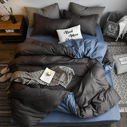 Dark grey diamond velvet bedding set with chitin fibre quilt on UK double bed