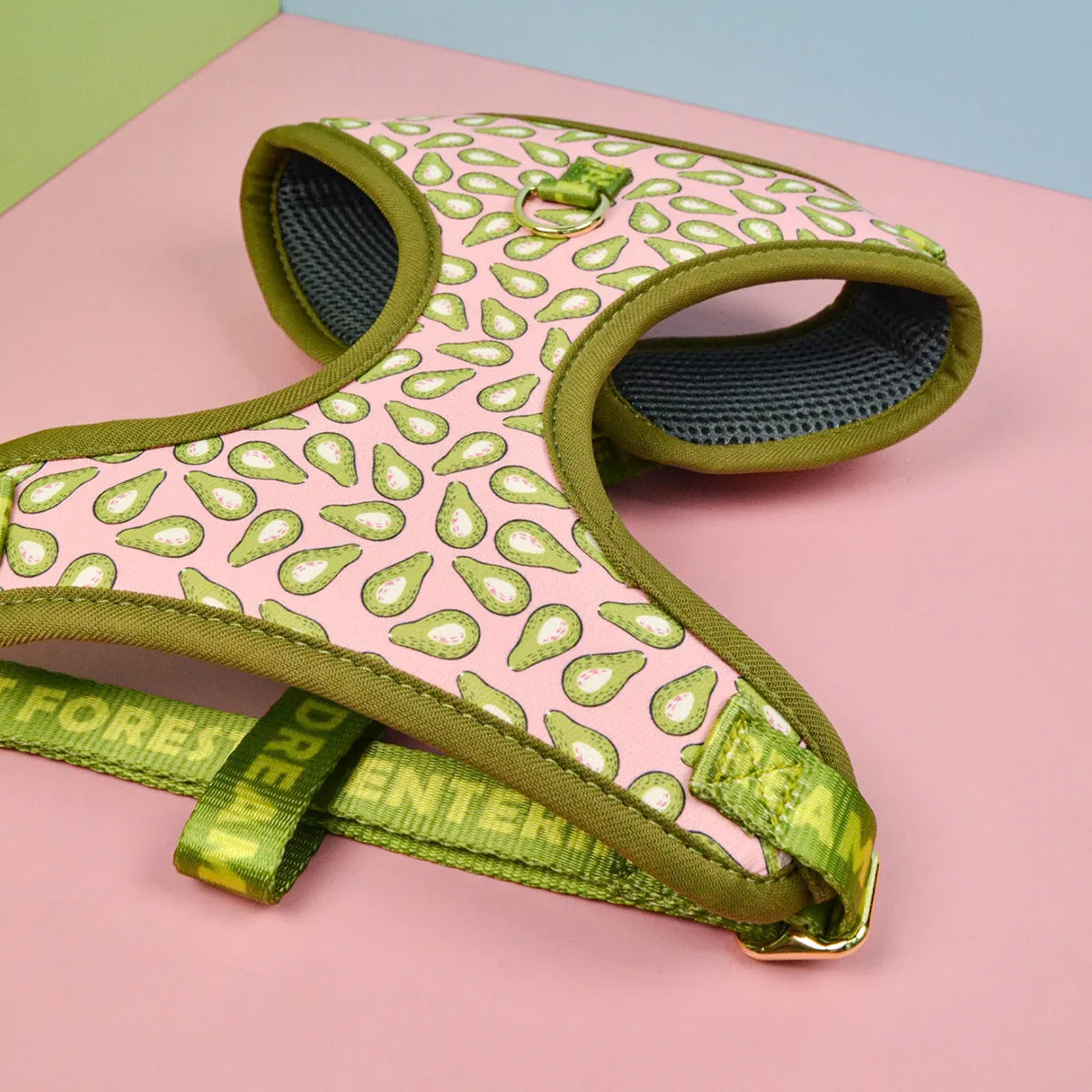 Polyester chest-back dog haulage harness in blue ice cream colour for medium/large breeds.