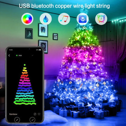 Bluetooth-controlled LED light string with 100 programmable lights in 10-metre length for custom lighting patterns