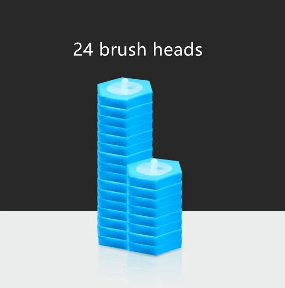 Disposable toilet cleaning brush with scrubbing pad for thorough, hygienic bathroom cleaning