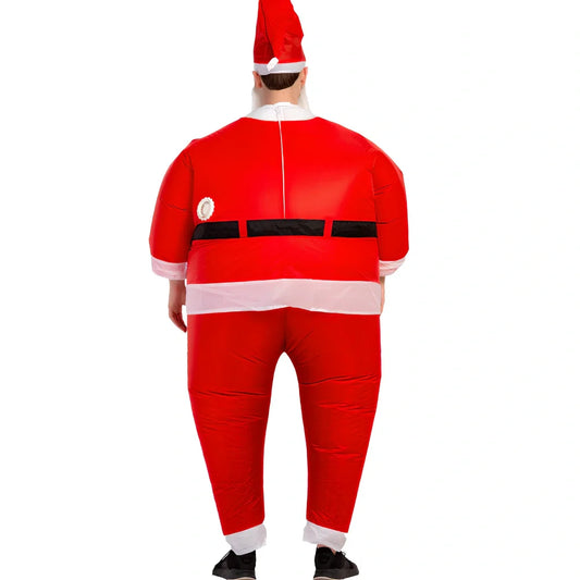 Inflatable snowman costume with red scarf and USB fan for adult Christmas parties