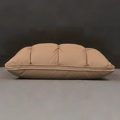 Rectangular white goose down pillow with pure cotton fabric in blue colour option showing 48×74cm dimensions