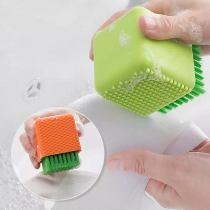 Square potted silicone kitchen brush for gentle cleaning of clothes and dishes