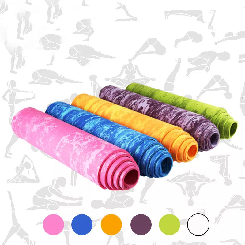 Two-color TPE yoga mat with non-slip surface, 6/8mm thickness for gym and massage
