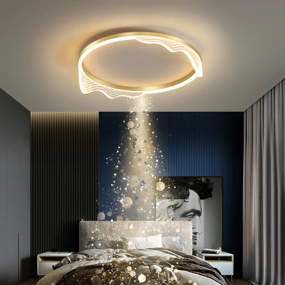 50cm acrylic ceiling light with remote control showing gold-coffee finish and LED illumination