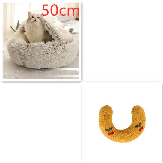 Cozy pet bed with plush and warm fabric for cats and dogs