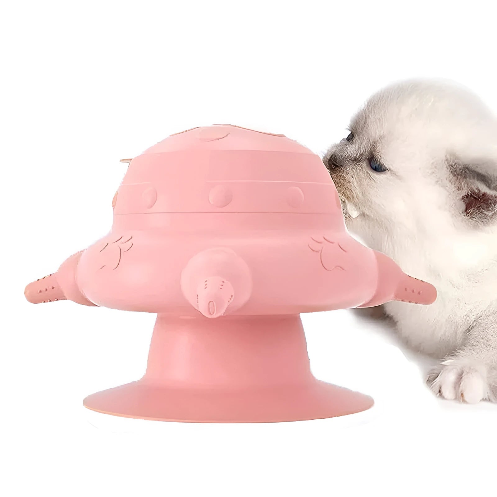 Pink silicone pet nursing device with bionic breast design and four pacifiers for puppy and kitten feeding