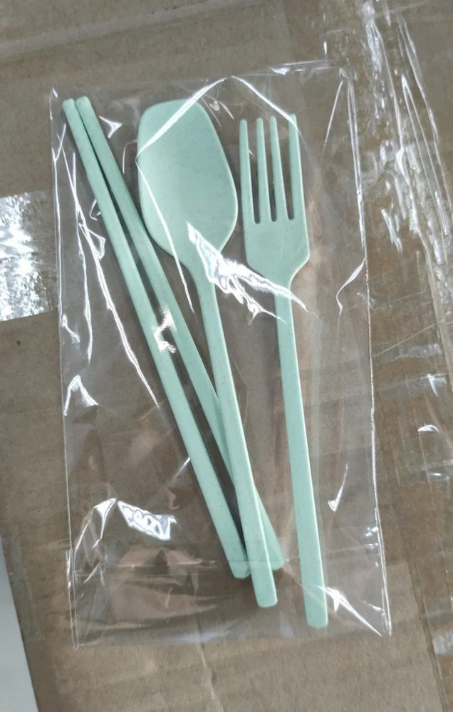 Mickey cartoon wheat straw children's bowl set with pink 21.5 cm bowl, spoon, fork, chopsticks - BPA-free biodegradable kids meal kit