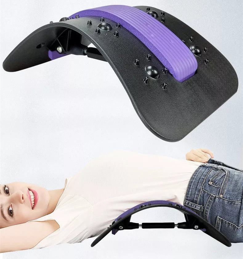 Lumbar Tractor Stretcher in black with acupressure points for back relief