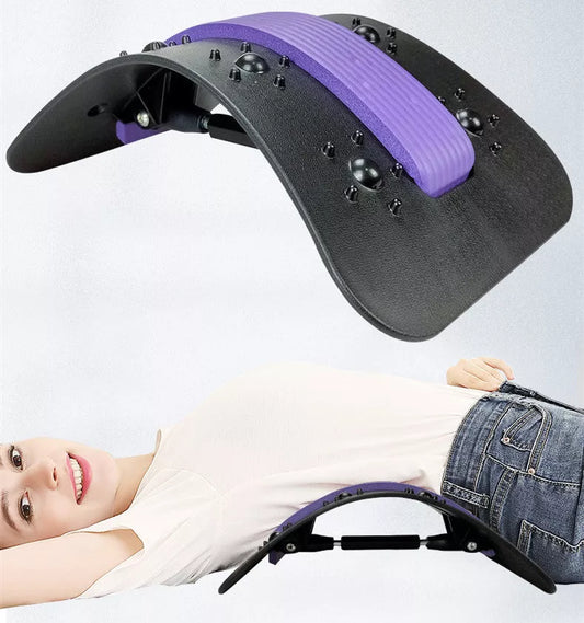 Lumbar Tractor Stretcher in black with acupressure points for back relief