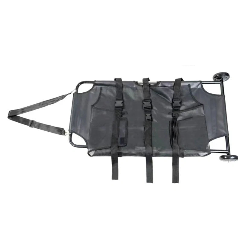 Aluminium alloy dog stretcher extended to 190cm length with collapsible frame design for emergency pet transfer