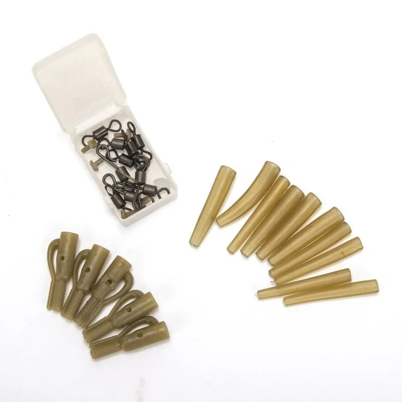 30 Piece European Carp Accessory Set with anti-winding pipes, threaded hoses, rotation pieces, and screws for fishing gear