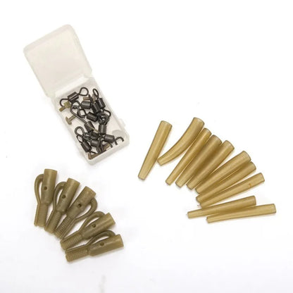 30 Piece European Carp Accessory Set with anti-winding pipes, threaded hoses, rotation pieces, and screws for fishing gear