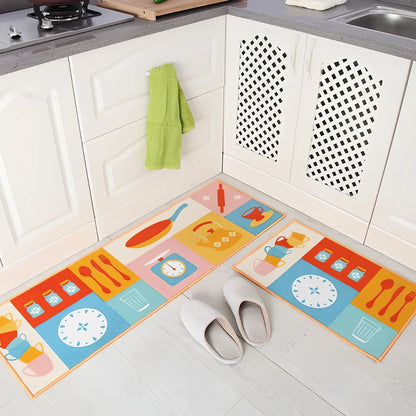 Kitchen non-slip mat with 10mm thickness showing textured surface and water-absorbent sponge lining