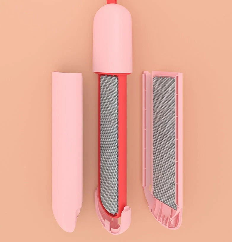 Double-sided electrostatic pet hair remover brush made of durable ABS material with polyester filament bristles