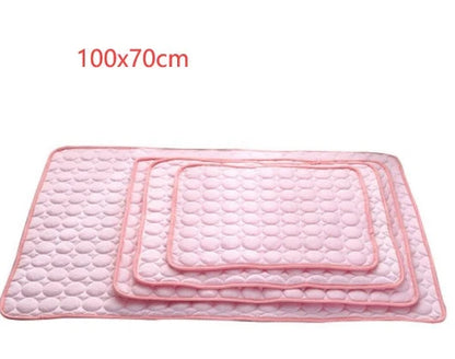 Cooling pet pad for dogs and cats made with heat-resistant fibers for instant cooling relief during summer