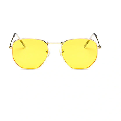 Retro street sunglasses with metal frame and transparent coloured lenses offering UV400 protection