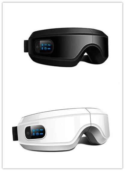 3D 4D Rechargeable Eye Massager with Bluetooth Music Player in black and white