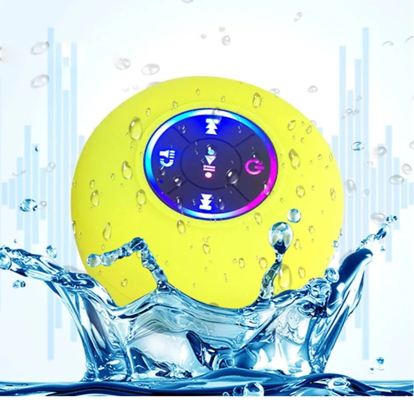 BTS07 large suction cup waterproof Bluetooth speaker in six colours: black, blue, green, red, white, yellow.